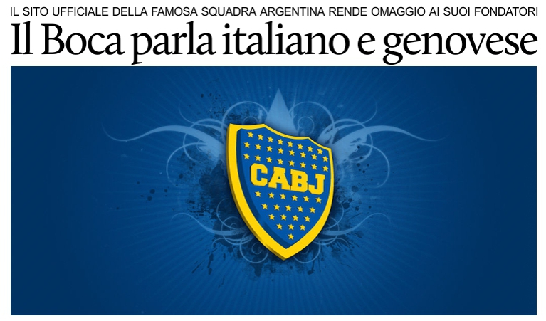 Il sito ufficiale del Boca Juniors parla anche italiano e genovese.