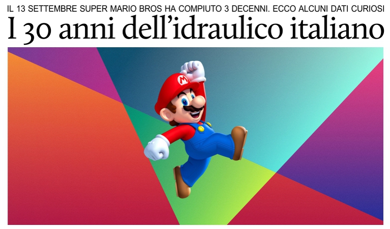 Super Mario, il famoso idraulico italiano, ha compiuto 30 anni.