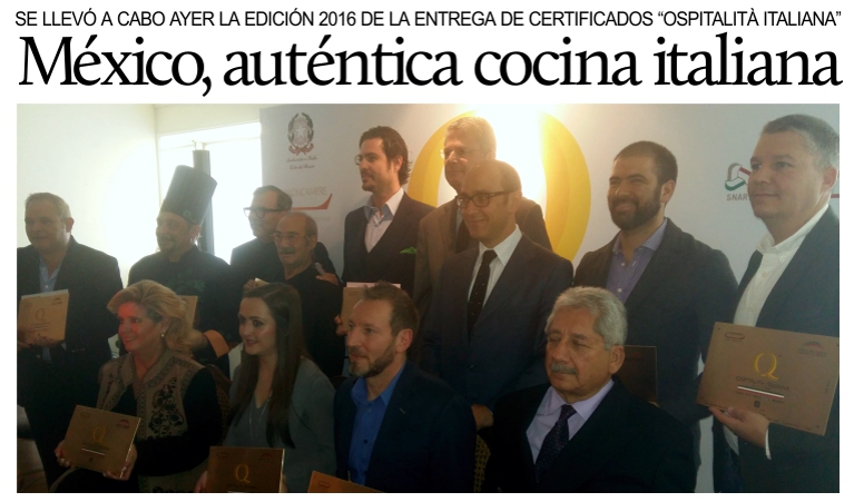 Fueron certificados otros 16 autnticos restaurantes italianos en Mxico.