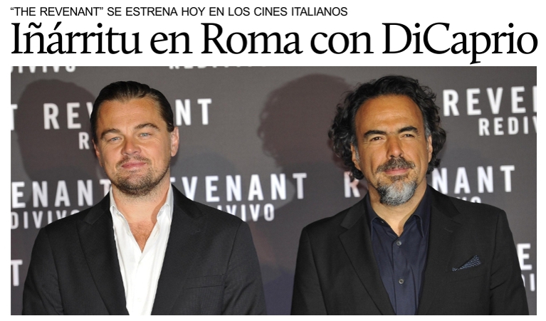 Irritu en Roma con DiCaprio para el estreno italiano de The Revenant.