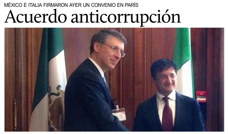 Mxico e Italia firman convenio contra redes de corrupcin.