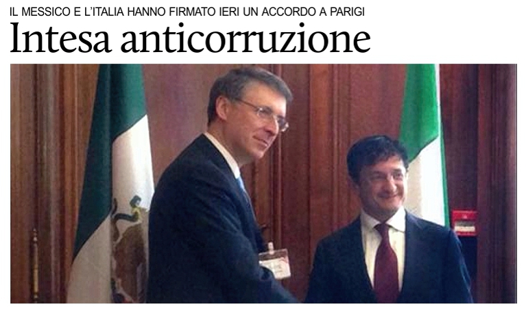 Il Messico e l'Italia firmano un accordo contro le reti di corruzione.