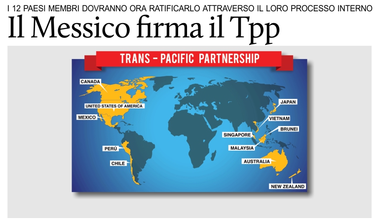 Il Messico firma con altri 11 Paesi il Partenariato trans-pacifico (Tpp).