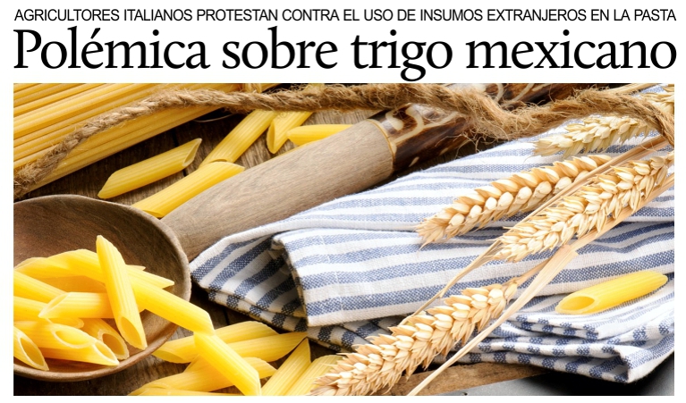 Agricultores italianos protestan contra el uso de trigo mexicano en la pasta.