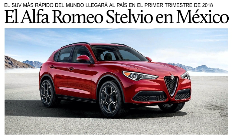 El Stelvio, primer SUV de Alfa Romeo, llegar a Mxico en 2018.