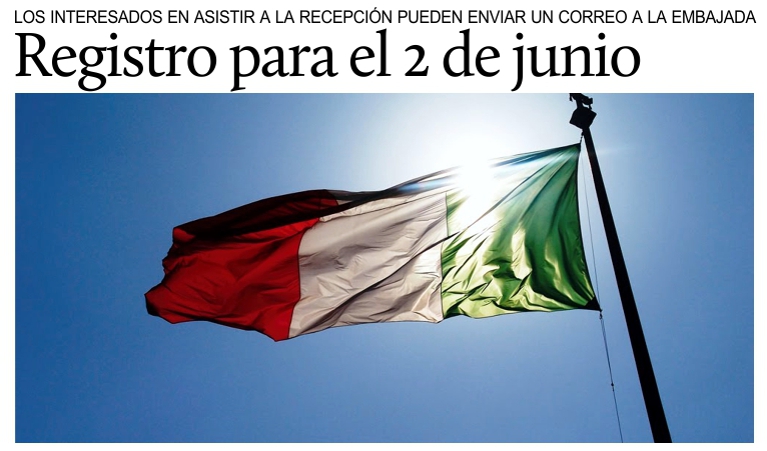 Da de la Repblica, 2 de junio de 2017: aviso de la Embajada de Italia en Mxico a los ciudadanos italianos.