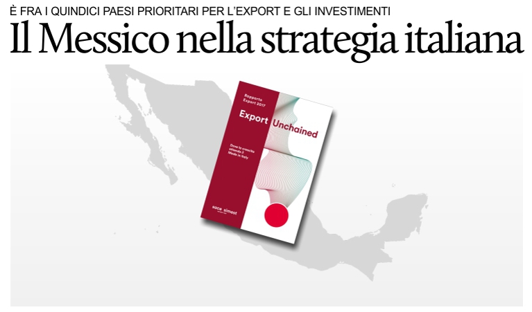 Rapporto Sace: il Messico fra i Paesi prioritari per l'Italia.