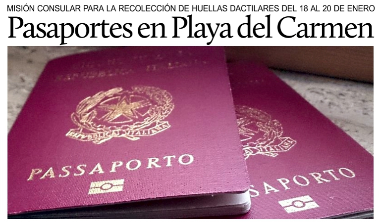 Pasaportes en Mxico: misin consular a Playa del Carmen del 18 al 20 de enero.