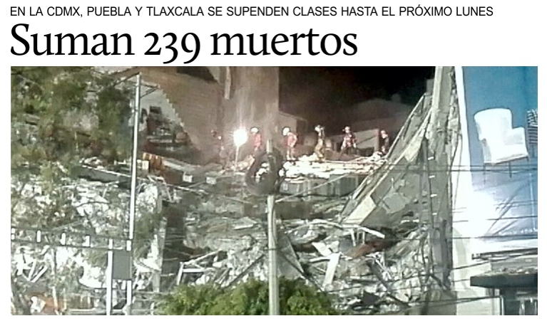 Terremoto en Mxico, suman 239 muertos.