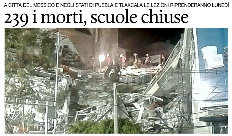 Terremoto in Messico, 239 i morti.