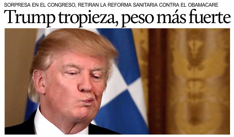 EU, reforma sanitaria: Trump tropieza y el peso mexicano se refuerza.