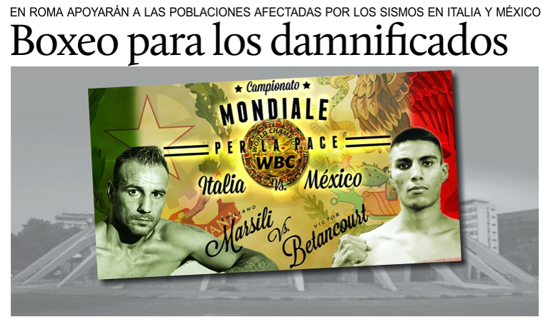 Boxeo: campeonato en Roma para las vctimas de los sismos en Italia y Mxico.