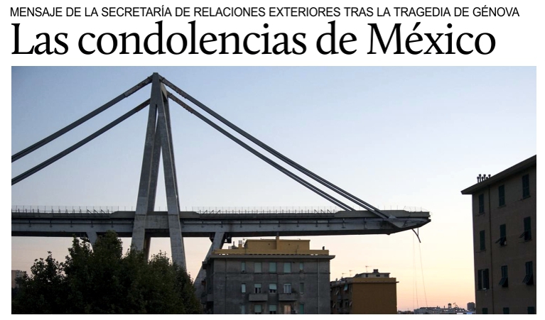Puente Morandi, las condolencias de Mxico.