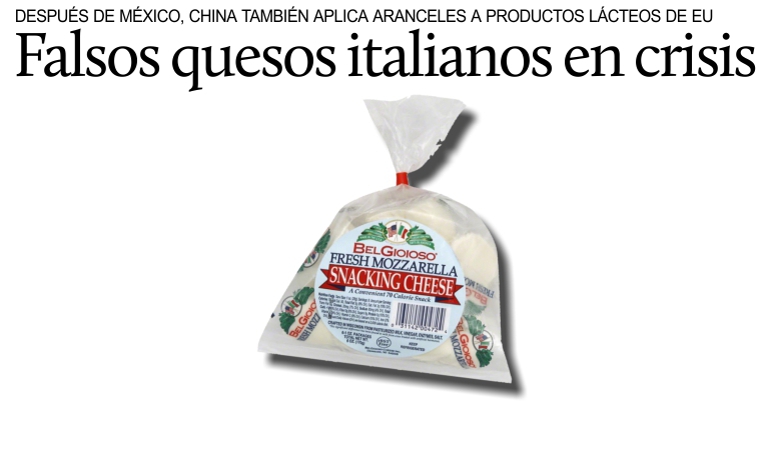 Crisis de los falsos quesos italianos.