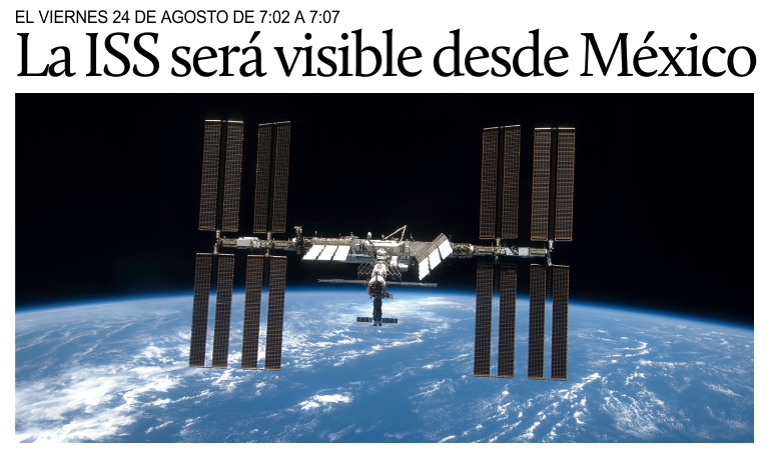 La Estacin Espacial Internacional ser visible desde Mxico este viernes.