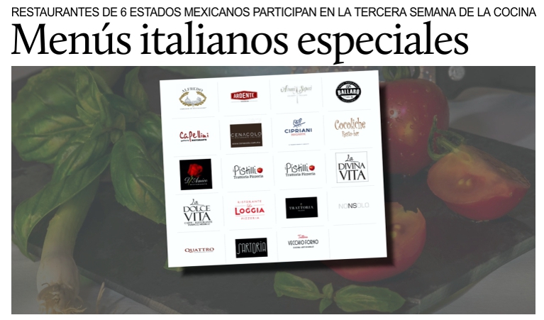 Semana de la cocina italiana en Mxico: los restaurantes participantes.
