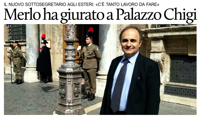 Ricardo Merlo, nuovo sottosegretario agli Esteri, ha giurato a Palazzo Chigi.