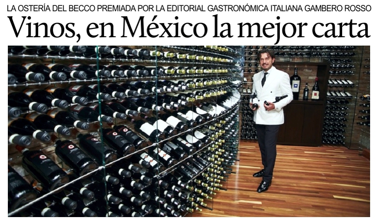 Restaurantes italianos en el mundo: en Mxico la mejor carta de vinos.