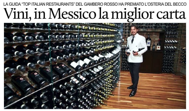 Ristoranti italiani nel mondo: in Messico la miglior carta dei vini.