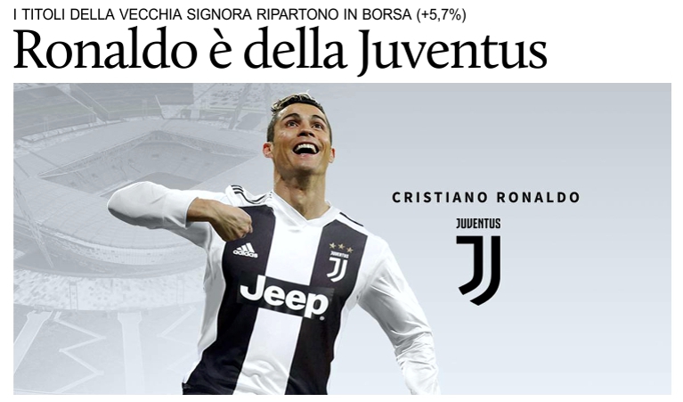 Cristiano Ronaldo nuova stella della Juventus.
