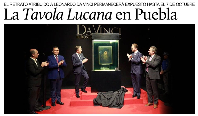 Exponen en Puebla la Tavola Lucana, retrato atribuido a Leonardo Da Vinci.