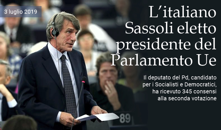 Ue, l'italiano Sassoli nuovo presidente del Parlamento.