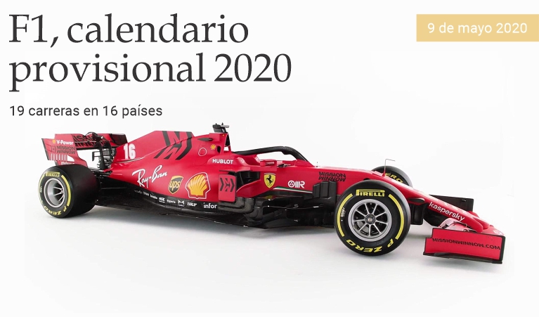 F1, calendario provisional 2020