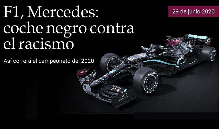 F1, Mercedes: coche negro contra el racismo