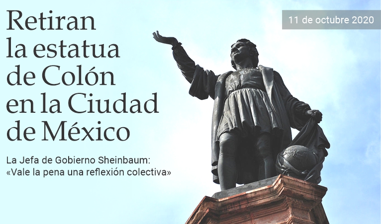 Retiran la estatua de Coln en la Ciudad de Mxico