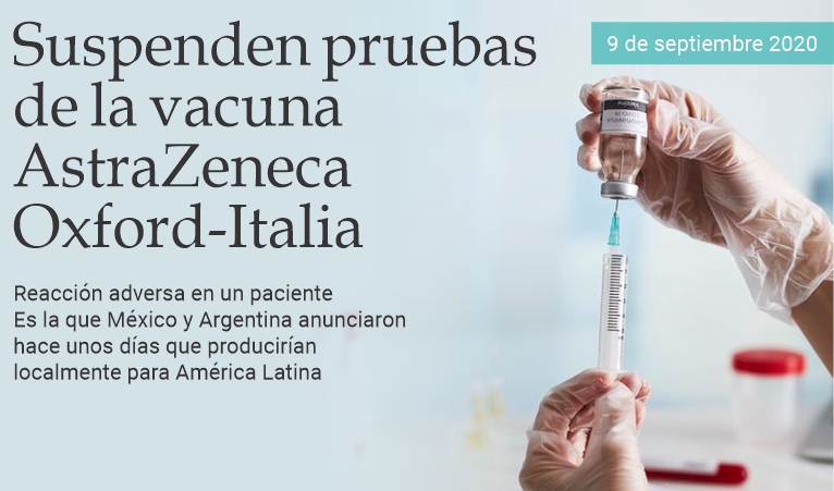 Suspenden pruebas de la vacuna AstraZeneca-Oford-Italia
