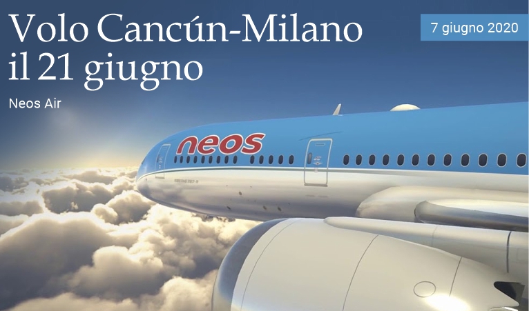 Volo Cancn-Milano il 21 giugno