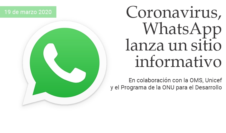 Coronavirus, WhatsApp lanza un sitio informativo