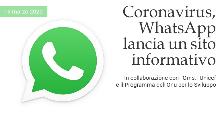 Coronavirus, WhatsApp lancia un sito informativo