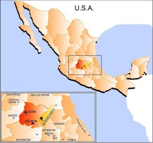 Cartina di Len e di alcune altre citt del Messico centrale.