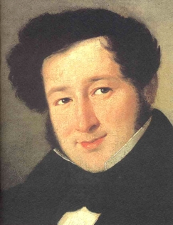 Dipinto ad olio su tela della prima met del XIX secolo, di autore ignoto, raffigurante Gioacchino Rossini da giovane.