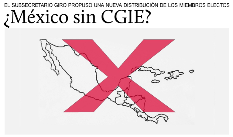 Mxico sin representante del CGIE, segn la propuesta del Ministerio de Relaciones Exteriores.