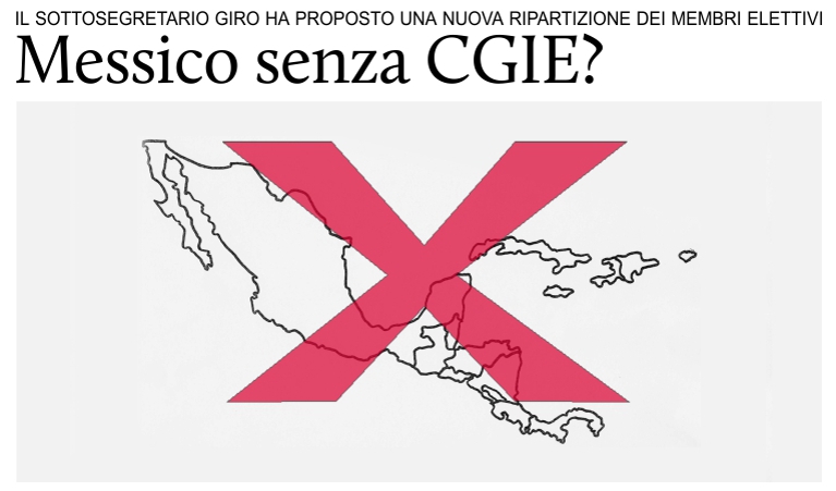 Messico senza rappresentante CGIE, secondo la proposta della Farnesina.