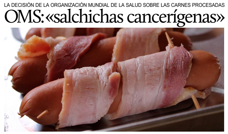 La OMS ha decidido: salchichas y tocino son cancer�genos.