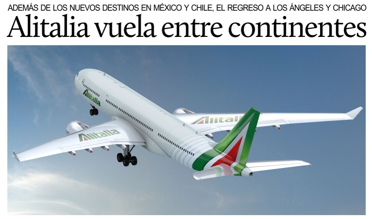 Alitalia aumenta los vuelos intercontinentales.