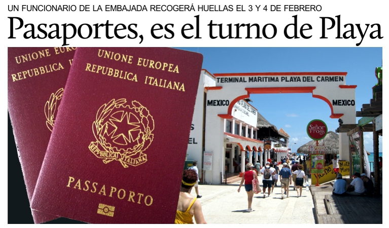 Pasaportes, recoleccin de huellas dactilares en Playa del Carmen el 3 y 4 de febrero.