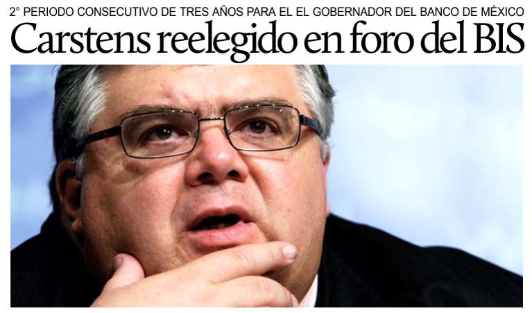 Agust�n Carstens encabezar� por tres a�os m�s el principal foro de bancos centrales.