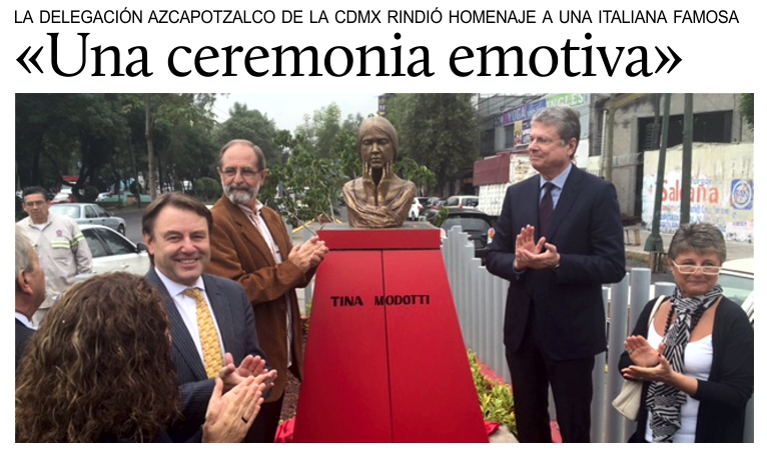 Develan escultura dedicada a Tina Modotti en la Delegaci�n Azcapotzalco de la CdMx.