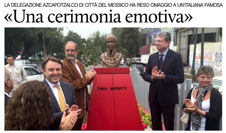 Svelata una scultura dedicata a Tina Modotti nella Delegazione Azcapotzalco di Citt� del Messico.