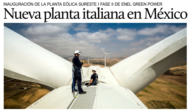 Inauguran en M�xico el parque e�lico Sureste I Fase II de Enel Green Power.