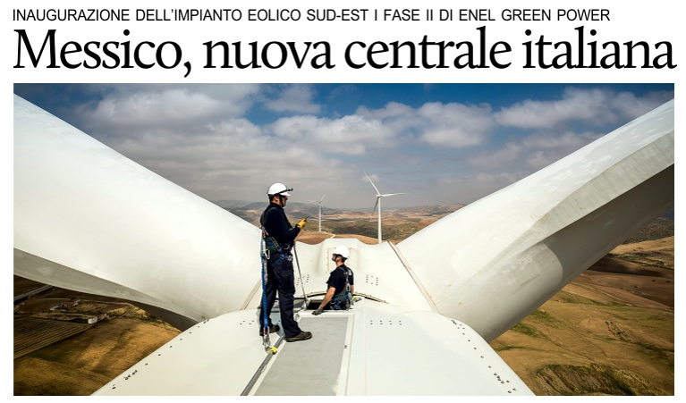 Inaugurata in Messico la centrale elettrica eolica Sud-est I Fase II di Enel Green Power.
