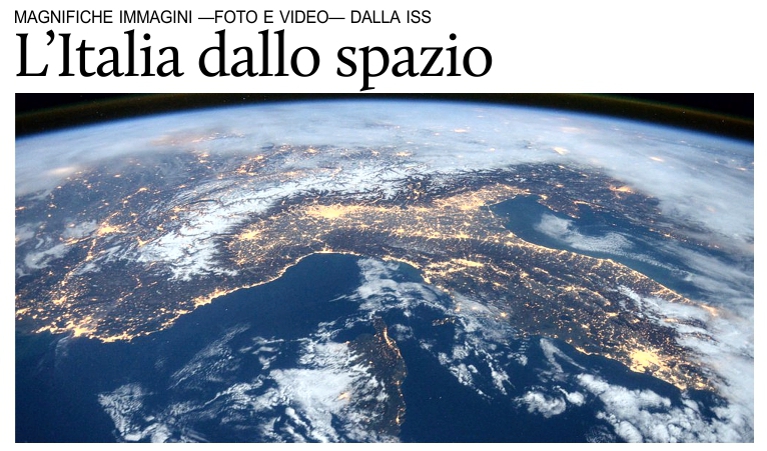 In volo sull'Italia dalla Stazione Spaziale Internazionale.