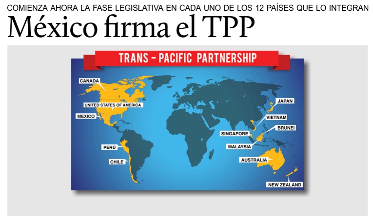 Mxico suscribe con otros 11 pases el Tratado de Asociacin Transpacfico (TPP).