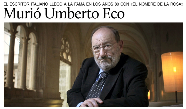 Muri el escritor italiano Umberto Eco. Luto en el mundo de la literatura.
