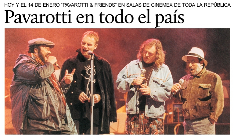 Pavarotti & Friends en los cines de 22 ciudades de Mxico.