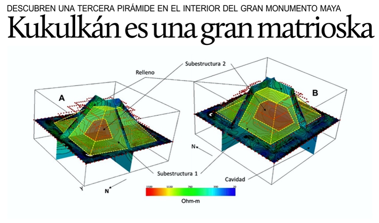 Identifican otra pir�mide al interior de la de Kukulk�n.